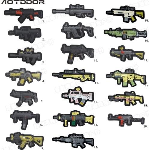 Gun Shape PVC Tactical Patches DIY Appliques Accessory Hoop Assault PISTOL RIFLE Sniper Military army BADGES Drop Shipping