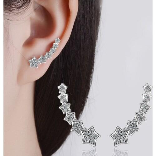 Diamond-encrusted Five-pointed Star Studded Womens Minimalist Long Earrings Jewelry for Women Star Earrings Pentagram