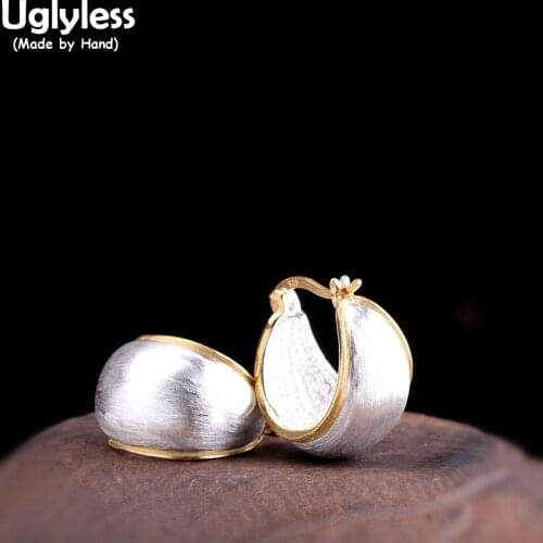 Uglyless Lovely FAT Chubby Ear Hoops for Women Real 925 Sterling Silver Earrings Elegant Evening Dress Brincos Fashion Jewelry