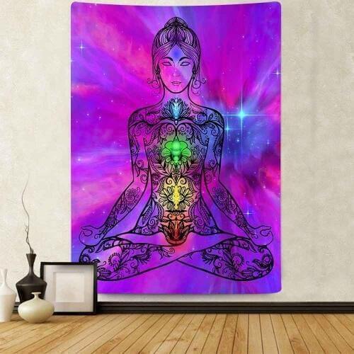 Simsant Psychedelic Yoga Tapestry Indian Meditation Chakra Art Tapestry Wall Hanging Backdrop for Living Room Bedroom