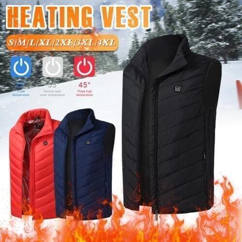 Warm Heating Vest Men USB Electrical Sleevless Heating Jacket Winter thermal Waistcoat for Outdoor Hiking