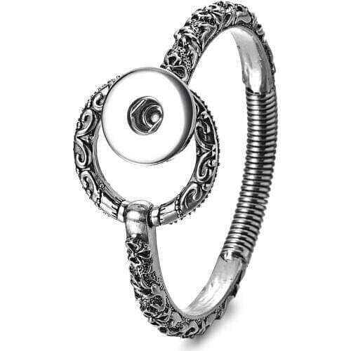 10pcs/lot Vintage Ginger snap Open Bangles Jewelry Round Ring Link with Spring fit 18mm Snap Charms Jewelry for Woman NN- 768*10