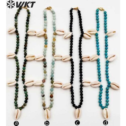 WT-JN025 Trendy Design Unique Necklaces Natural Cowrie Shell With Beads Multi Optional For Women Fashion Necklaces
