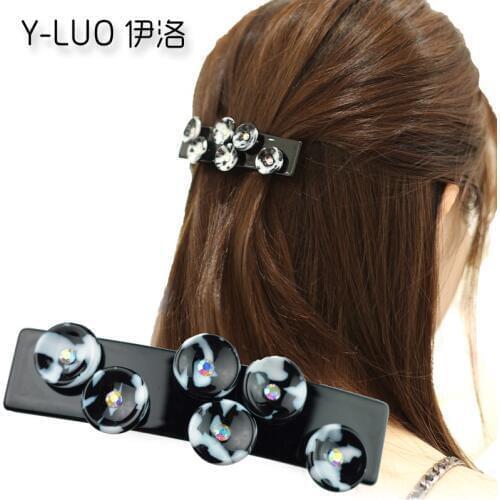 Women Hair Accessories Black White Fashion Rhinestone Hair Clip Acetate Flower Hair Barrettes Girls Accessories For Hair