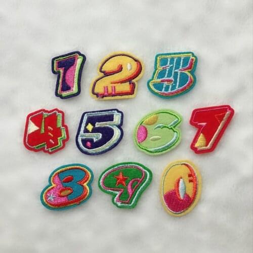 100pcs/lot Small Cute Embroidery Iron Patches Numbers Clothing Ball Jersey Cloth Sticker Decoration DIY Accessories Transfer