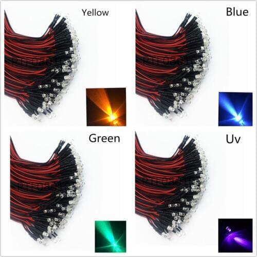 200pcs lot 20cm Pre Wired 3mm 5mm LED Light Lamp Bulb Prewired Emitting Diodes For DIY Home Decoration DC12V