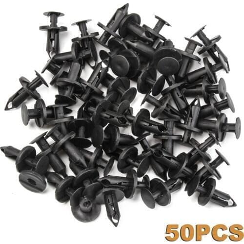 50PCS Fit 8mm Dia Hole Door Bumper Fender Cover Trim Clip Car Fastener Black Push Retainer Rivets Clips for Toyota Automobile