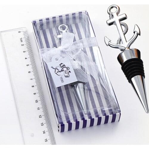 50pcs Wedding favors and party supplies Anchors shape bottle stoppers red wine stopper bar tool