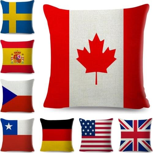 50 Style Germany Canada British Flag Pillow Case Decor Czech Chile Cushion Cover for Sofa Home Children Room 45x45cm Pillowcase