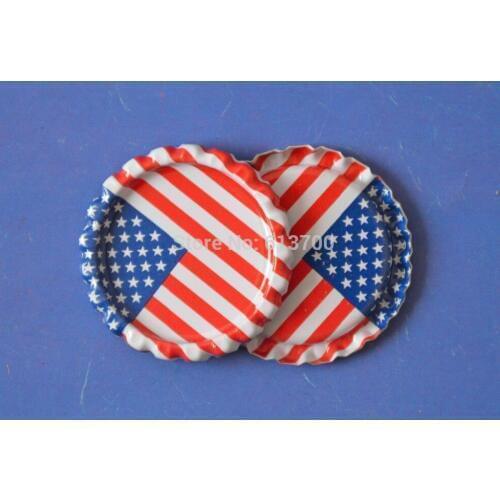 500 pcs/lot Both Side Colored USA Flag Flattened Bottle Caps Beer Flat Bottle caps For DIY Crafts Jewelry Hairbow Making