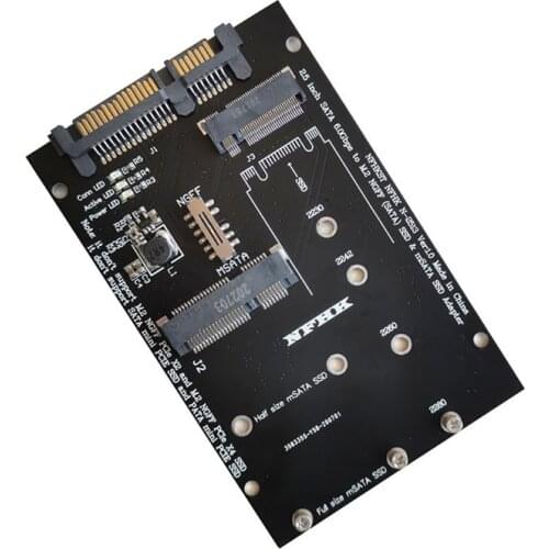 M.2 NGFF MSATA SSD To 2.5” SATA 3.0 Adapter 2 In 1 Converter Card For PC Laptop