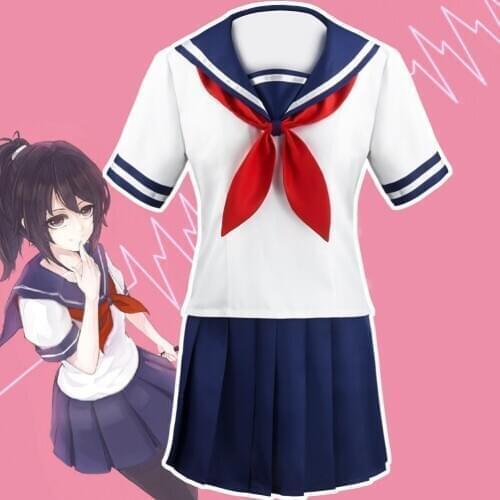 Yandere Simulator Ayano Aishi Cosplay Costume JK School Women Uniform Outfit Sailor Suit For Anime Show Christmas Carnival Party
