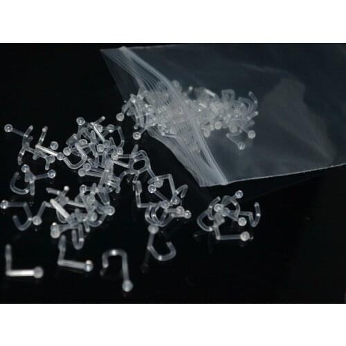 Free shippment LOT100pcs NOSE RETAINERS HIDE PIERCING NOSE RING BONE STUD SCREW CLEAR COLORS