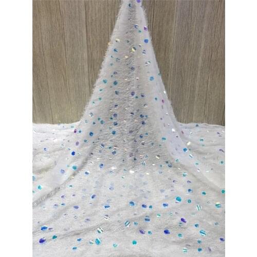Shinny 15JRB-121406 Nigerian Lace Fabric Top Sale Fashion Embroidery Tulle Sequins Material for Wedding or Party Show Dress