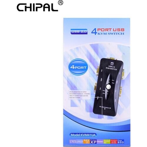 CHIPAL 100PCS 4 Port USB 2.0 KVM Switch Manual Switcher 1920*1440 VGA SVGA Splitter Box for Keyboard Mouse Printer Monitor