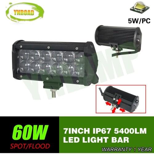 YNROAD 7inch 60W LED Driving Offroad Light Led Work Light Bar Spot flood Beam 4D optical len ATV UTV Truck 4x4 work light