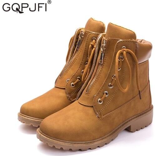 GQPJFI The New PU Martin Boots Women Ankle Boots Platform Ankle Boots Lace-up Shoes Women Fashion Motorcycle Platform Botas