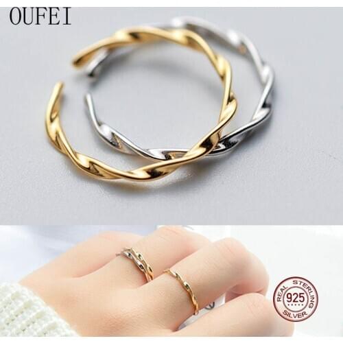 Ring Simple 925 Sterling Silver Rings For Women Adjustable Finger Open Wedding Ring Fashion New Jewelry Accessories
