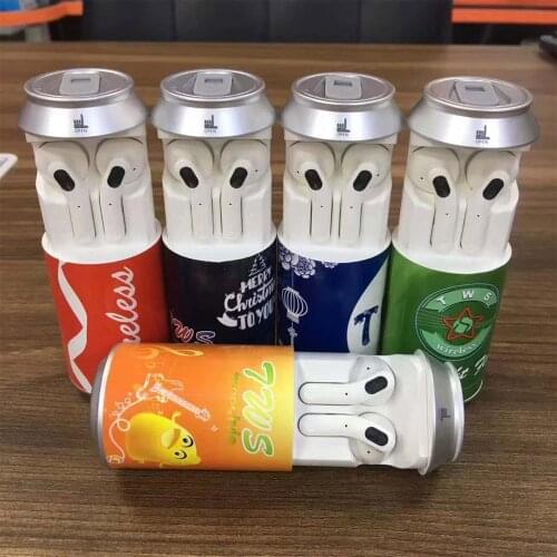 Creative gift Tin can Pop cans TWS Earhpone Bluetooth Wireless Earbuds Stereo With Mic Sport Earpiece