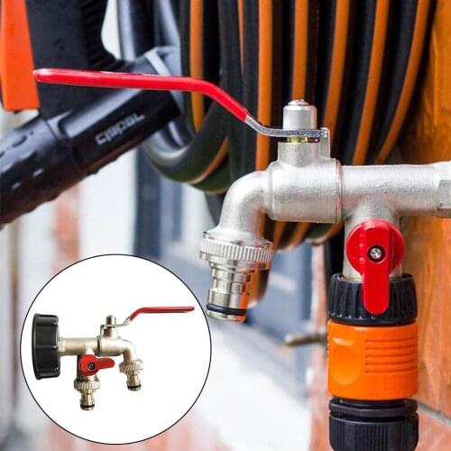 1/2 Inch S60x6 IBC Brass Water Tank Adapter Double Head Tap Outlet Replacement Valve Fitting for Garden Water Connector