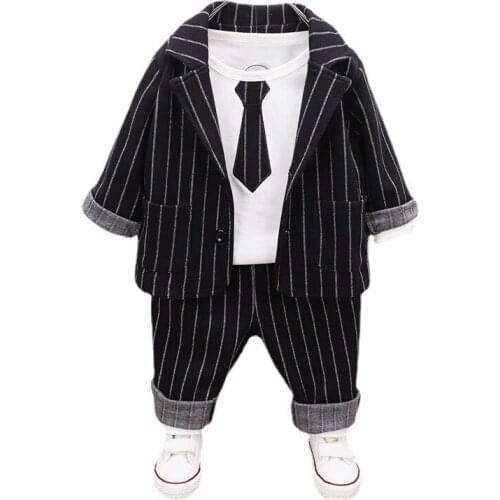 New Spring Autumn Baby Boys Clothes Children Fashion Coat T-Shirt Pants 3Pcs/Sets Toddler Gentleman Costume Casual Kids Clothing