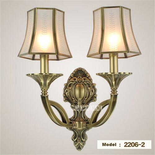 New 2206-2 European Style Copper Wall Lamp Aisle Lights Living Room Bedroom Balcony Corridor Outdoor Wall Lamp 110/220V 3-5m2