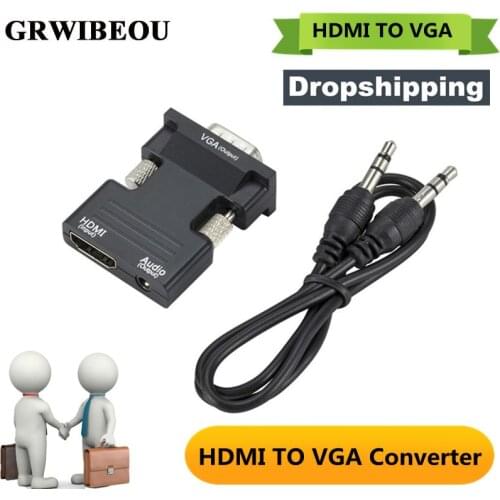 HDMI to VGA Adapter Female to Male Digital To Analog 1080P HDMI TO VGA Audio Video Converter for PC Laptop TV Box Projector