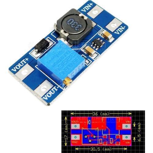 1/2 Pcs DC DC step up converter boost 2A power supply module IN 2V- 24V to OUT 5V-28V adjustable regulator board Dropship