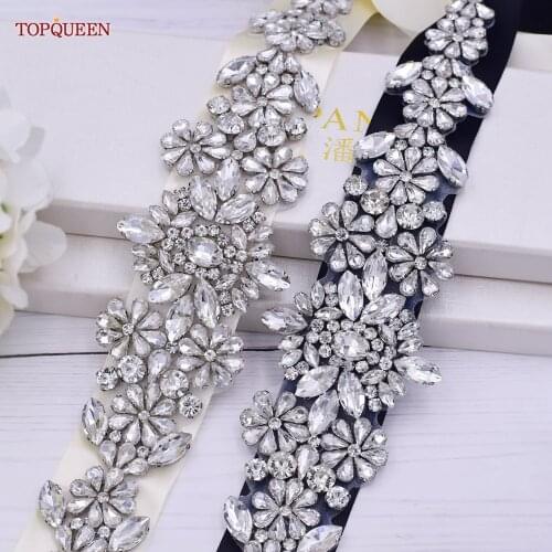 TOPQUEEN Rhinestone Belts for Women Sash for Wedding Dress Lavender Dress Sash Formal Gowns Bridal Sash Party Jewel Belt S325