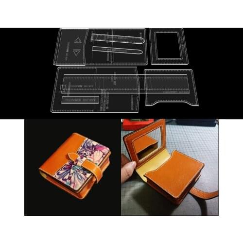 Diy handwork leather cosmetic bag mouth red packet collection bag Acrylic design version drawing grid pattern template