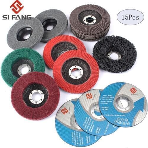 4.5inch 15Pcs Flap Discs Set Grinding Wheels Cut off Wheel Nylon Buffing Polishing Wheel Flap Disc use for polishing 115MM
