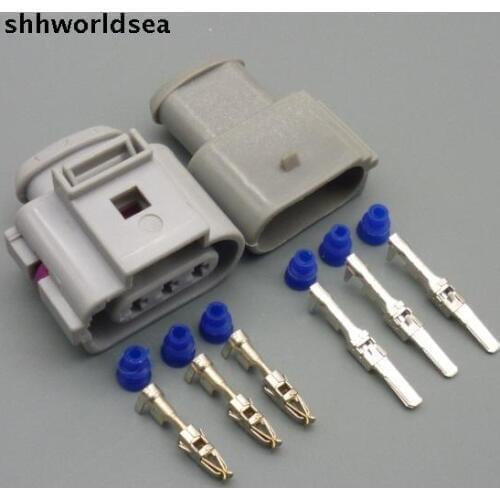 Shhworldsea 5/30/100sets 3.5mm 3P male female 1J0 973 723 G crankshaft sensor plug for VW,fog lamp plug for VW , fog connector