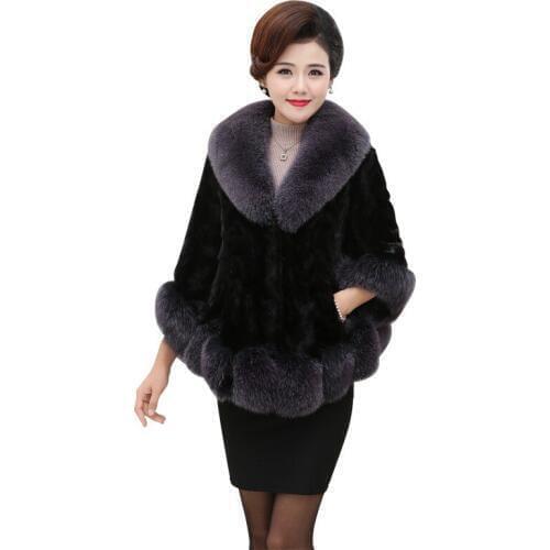 Luxury Genuine Sliced Mink Fur Coat Jacket Fox Fur Collar Winter Genuine Women Fur Outerwear Plus Size 3XL LF2001