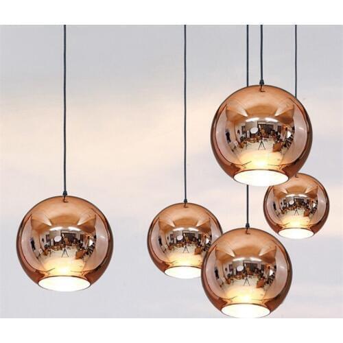 Modern LED Pendant Lights Copper Silver Gold Glass Ball Indoor Lighting Restaurant Living Room Decoration E27 illumination lamps
