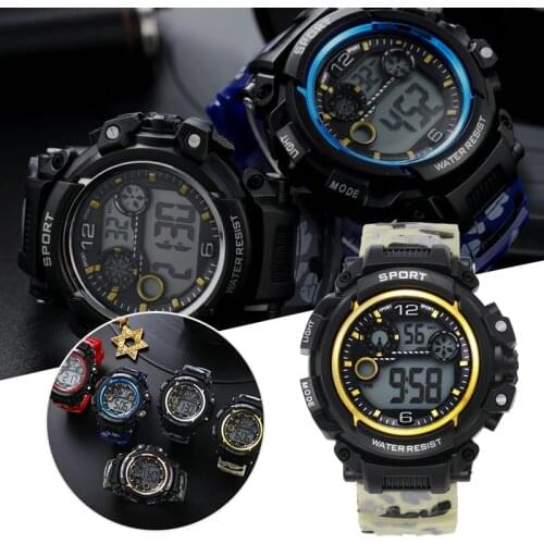 Boys Sports Watch Fashion Waterproof LED Digital Watch Glow In The Dark Round Dial Wrist Watch For Casual Daily Kids Boys Girls