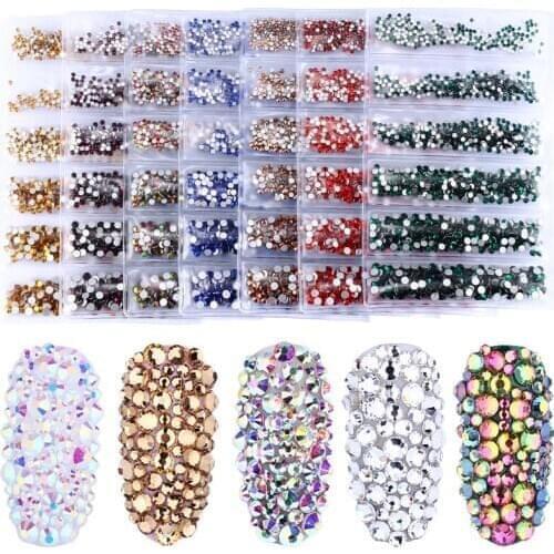 Super Glitter Rhinestones Nails Art Decoration Rhinestone Flatback Crystal SS3-SS10 1440 Pcs Clear AB Rhinestones On Nails Face