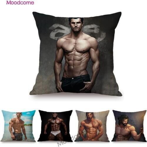 Super Sexy Hunk Jock Guy Hot Male Boy Comic Icon Fiction Character Gay Art Home Decorative Cushion Cover Linen Sofa Pillow Case