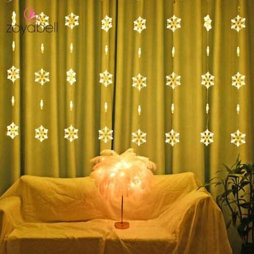 3M LED Snowflake Curtain Lights String 220V EU Plug Indoor Fairy Garland Christmas Decorative Light For Xmas Wedding Party Decor