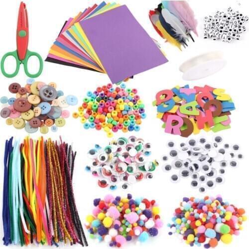 Art and Craft Kit Supplies Include Pipe Cleaners Feather and Felt Foam Balls for Kids and Toddlers Age