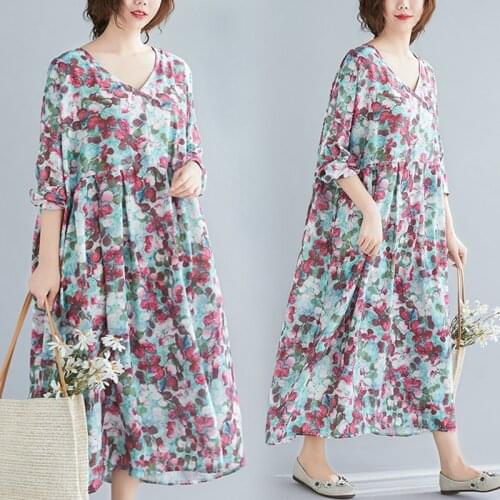 Uego 2021 New Arrival Long Sleeve Thin Spring Dress Korea Design Soft Cotton Linen Prairie Chic Dress Loose Women Casual Dress