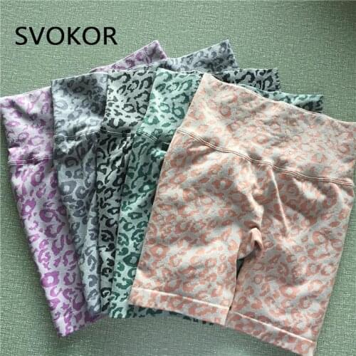 SVOKOR Leoaprd Biker Shorts Women Cycling Casual High Waist Feminino Activewear Sports Push Up Bottoms Seamless Gym Shorts