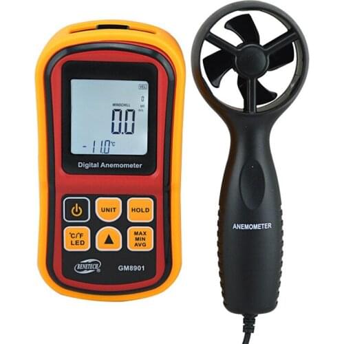 High Precision Portable Air Temperature Wind Speed Meter Digital Anemometer GM8901