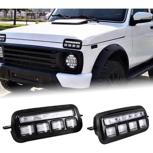 1 Pair With Daytime Running Light Turn Signal Fit For Lada Niva 4X4 1995 White Amber 11 Inch LED 12V DRL Stop Lamp Accessories