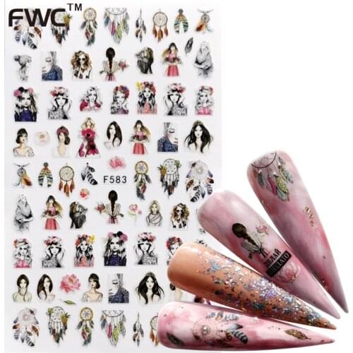 ZKO 1 PC Flower / Dream Chaser Designs 3D Adhesive Sliders Wraps Tips Charm Art Manicure Decorations