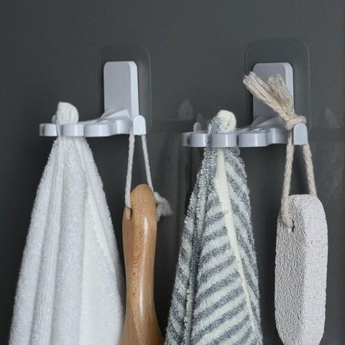 1 Pcs New Light Luxury Non-Perforated Home Kitchen And Bathroom Wall Hanging Bilateral Hook Flower-Shaped Rag Rack Towel Rack