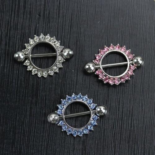 1Pc Rhinestone Nipple Piercing Body Piercing Gem Paved Circle Shield Piercing Rings Body Jewelry for Women Girls new arrival