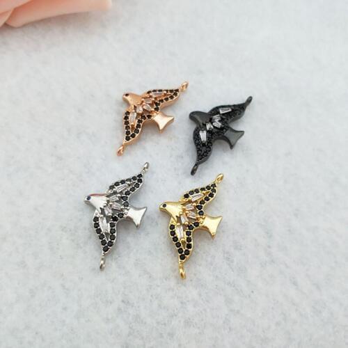 10 Pieces CZ zircon Micro Pave birdie Connector,Double Bails Beads Charm,for DIY Bracelets necklace Jewelry Finding CT405