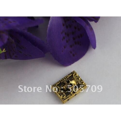 100PCS Antiqued Gold /silver Color Skull Rectangle 3 holes Link Spacers #22078