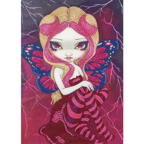 5D DIY Special Shaped Diamond Painting Red Dress Lady Butterfly Mosaic Part Kit Rhinestone Drawing Home Decoration Arts Craft