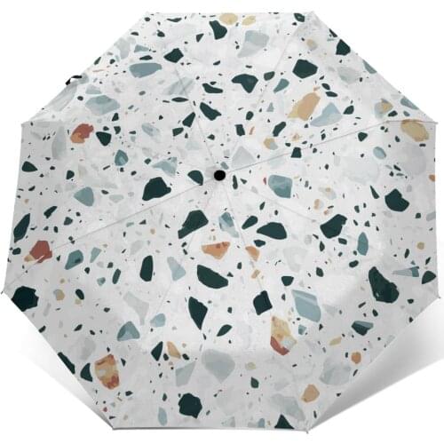 Terrazzo Stone Marble Windproof Automatic Folding Inverted Umbrella Portable Paraguas for Man Woman